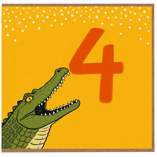 4th Birthday Card, Cute Crocodile Birthday Card