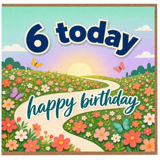 6th Birthday Card, Happy Birthday Floral Butterfly Card