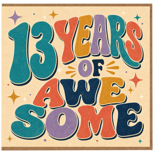 13th Birthday Card, 13 Years of Awesome Retro Style Card