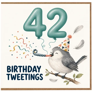 42nd Birthday Card, Birthday Tweetings Bird Party Card