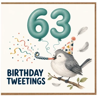 63rd Birthday Card, Birthday Tweetings Bird Card