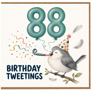 88th Birthday Card, Birthday Tweetings Bird Party Card