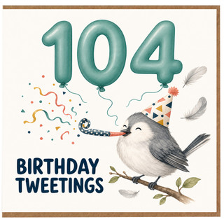 104th Birthday Card, Birthday Tweetings Bird Party Card