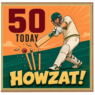 50th Birthday Card, 50 Today Howzat! Card