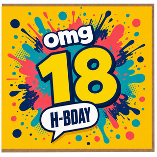 18th Birthday Card, OMG 18 H - BDAY Comic Style Card