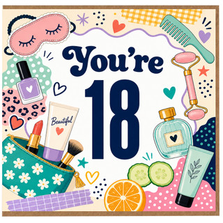 18th Birthday Card, You're 18 Beauty and Self - Care Design
