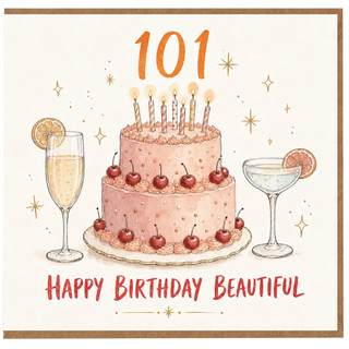 101st Birthday Card, Happy Birthday Beautiful Cake Card