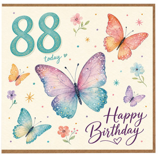 88th Birthday Card, Happy Birthday Butterfly Card