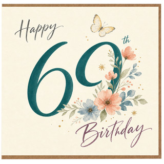 60th Birthday Card, Happy 60 Birthday Floral Card