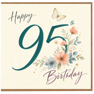 95th Birthday Card, Elegant Floral Happy 95th Birthday Card