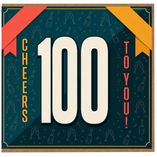 100th Birthday Card, Cheers 100 To You