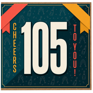 105th Birthday Card, Cheers to You, Vintage Champagne Celebration Card