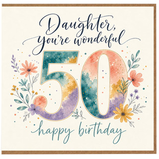 50th Birthday Card, You're Wonderful Happy Birthday Card
