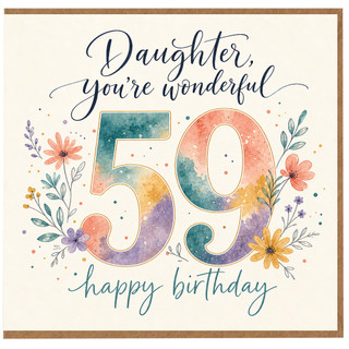 Daughter 59th Birthday Card, Wonderful Floral Happy Birthday Card