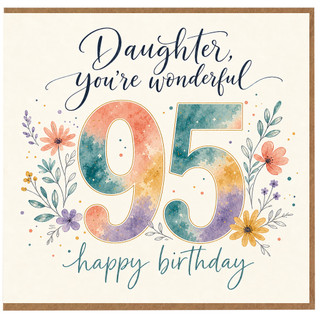 Daughter 95th Birthday Card, Floral Happy Birthday Card