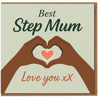 Best Step Mum Love You Card - Heart Hands Illustration - Mother's Day Card for Stepmum