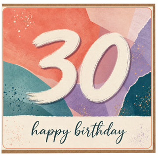 30th Birthday Card, Colourful Abstract Happy Birthday Card