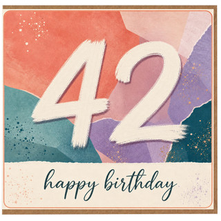 42nd Birthday Card, Happy 42 Birthday Pastel Abstract Card