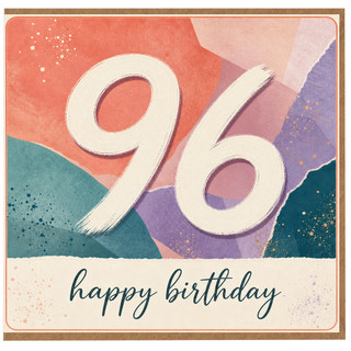 96th Birthday Card, 96 Happy Birthday Card, Colourful Abstract Design