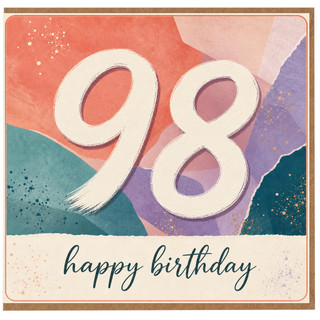 98th Birthday Card, Happy Birthday Card with Colourful Abstract Design