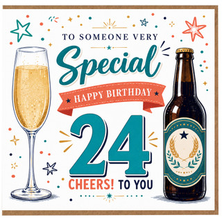 24th Birthday Card, Special Happy Birthday Cheers to You Card