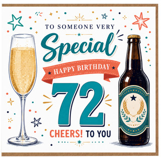 72nd Birthday Card, Special Cheers To You Birthday Card