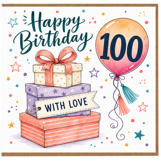 100th Birthday Card, Happy Birthday With Love Card