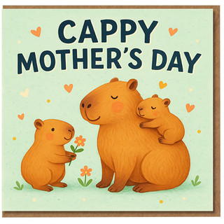 Cappy Mother's Day - Cute Capybara Mum and Babies Pun Card for Mum