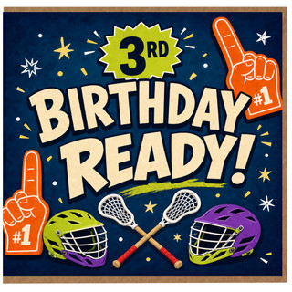 3rd Birthday Card, Sports Lacrosse Ready Birthday Card