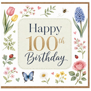 100th Birthday Card, Happy 100th Birthday Floral Card