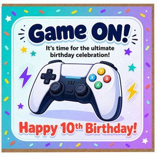 10th Birthday Card, Game On Gaming Controller Birthday Card
