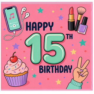 15th Birthday Card, Happy 15th Birthday Card