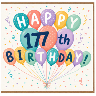 17th Birthday Card, Happy 17th Birthday Balloon Design