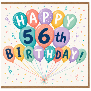56th Birthday Card, Happy Birthday Balloon Design