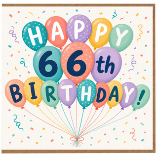66th Birthday Card, Happy 66th Birthday Balloon Design Card