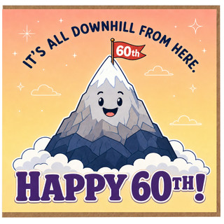 60th Birthday Card, Funny It's All Downhill From Here Card