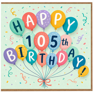 105th Birthday Card, Happy 105th Birthday Balloon Design