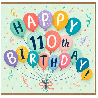 110th Birthday Card, Happy 110th Birthday Balloon Design
