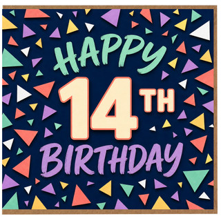 14th Birthday Card, Colourful Confetti Happy 14th Birthday Card