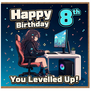 8th Birthday Card, Happy Birthday You Levelled Up Gaming Card