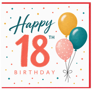18th Birthday Card, Happy Birthday Balloon Design