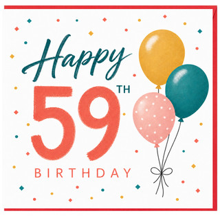 59th Birthday Card, Happy 59th Birthday Balloon Design