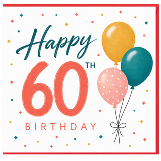 60th Birthday Card, Happy 60th Birthday Balloon Design Card