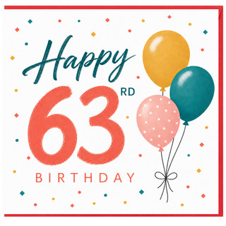 63rd Birthday Card, Happy 63 Birthday Balloons Design