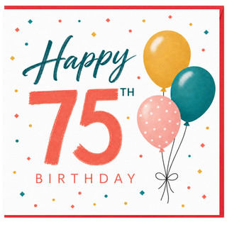75th Birthday Card, Happy 75th Birthday Balloon Design