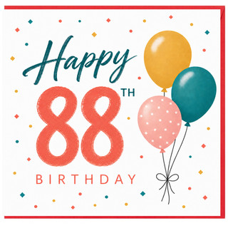 88th Birthday Card, Happy 88th Birthday Balloon Design
