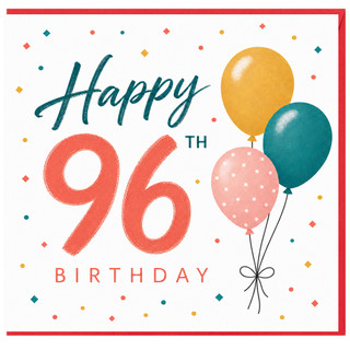 96th Birthday Card, Happy 96th Birthday Balloon Design