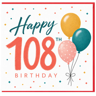 108th Birthday Card, Happy 108th Birthday Balloon Design