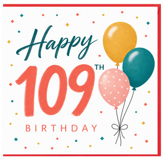 109th Birthday Card, Happy Birthday Balloons Greeting Card