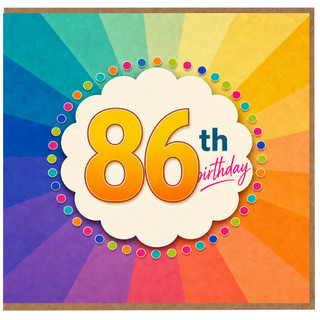 86th Birthday Card, Colourful Rainbow Celebration Card